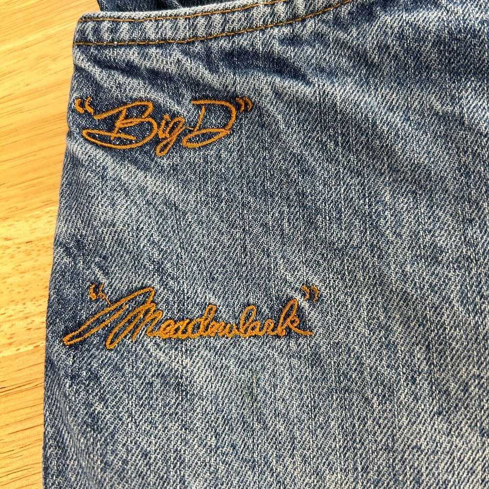 VTG Y2K Platinum FUBU Harlem Globetrotters 38x34 Loose Denim Jeans Distressed - Picture 10 of 13